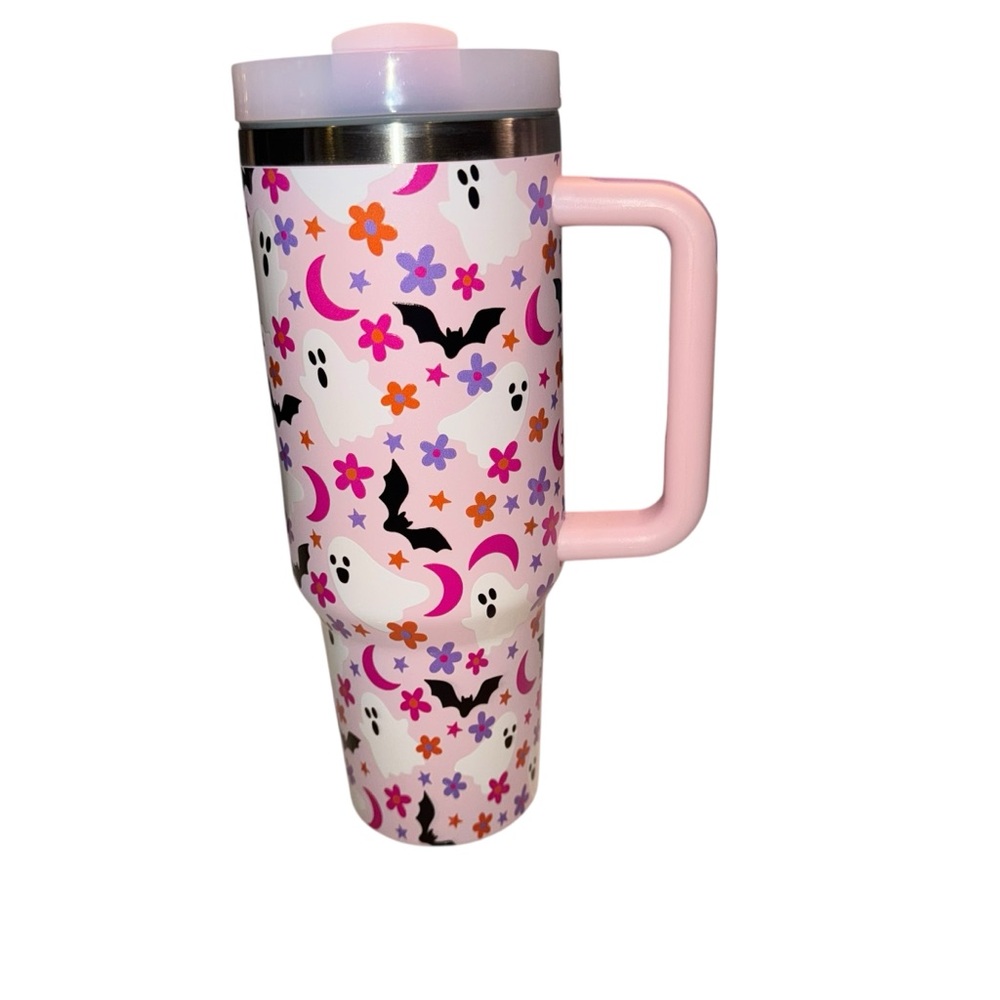 40 Oz Tumbler Pink Halloween Ghost Travel Mug